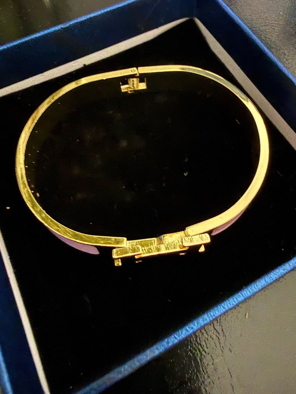 Gold-Tone Pink Enamel H Bracelet - Luxury Style Women's Bracelet - Picture 4 of 6